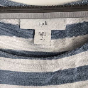 J Jill Blue and White Striped Dress Size Large Tall